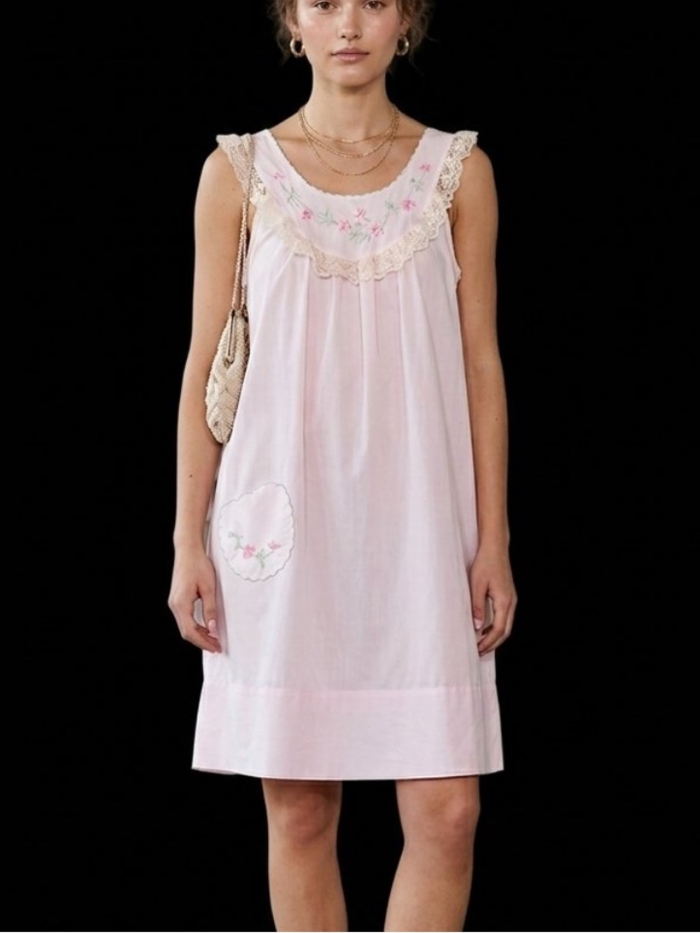 Vintage 60’s Katz Babydoll Nightgown Pajama Nightie Lounge Lace Cottagecore Lrg